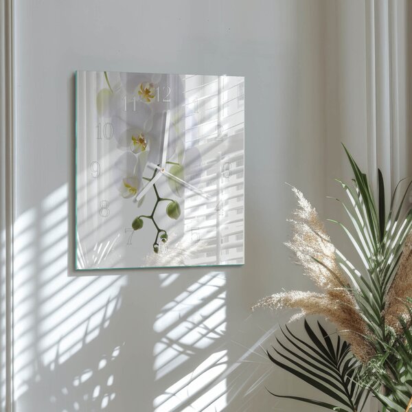 Skleněné hodiny Orchidej zskb-30x30-00082778