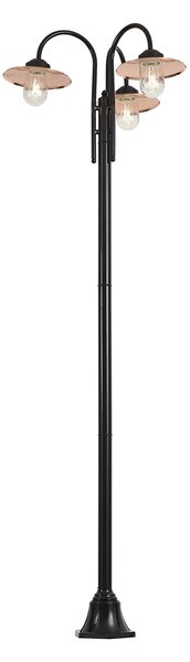 Moderní venkovní lampa černá s mědí 235 cm 3-světla IP44 - Kansas