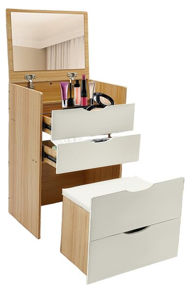 Kosmetický stolek - Toaletní stolek - Stolek na líčení - Kosmetická sada - Stolek na make-up - Kompaktní design