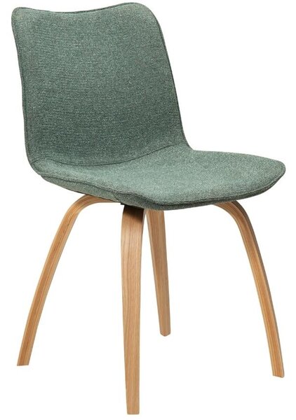 Dan-Form Zelená látková jídelní židle DanForm Glee s dubovou podnoží