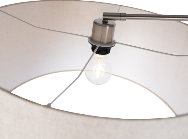 Stojací lampa ocelová se světle šedým stínidlem 50 cm - Editor