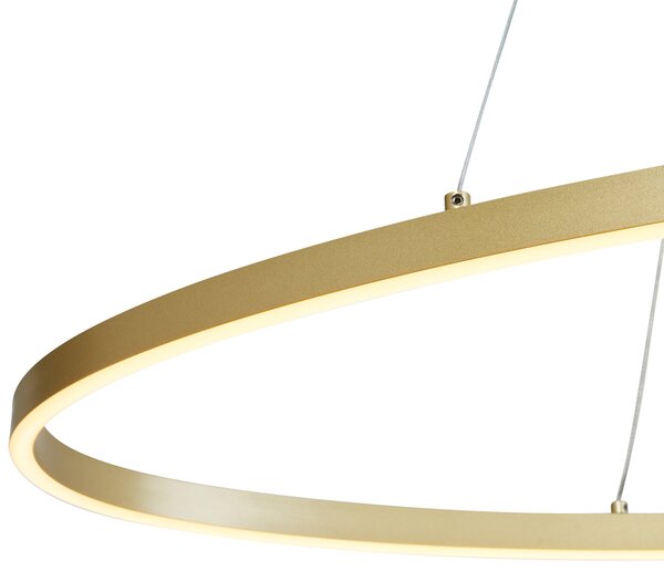 Designové závěsné svítidlo mosazné 120 cm vč. LED 3-krokové stmívatelné - Ovallo