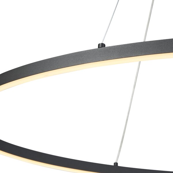 Designové závěsné svítidlo černé oválné 120 cm vč. LED 3-krokové stmívatelné - Ovallo