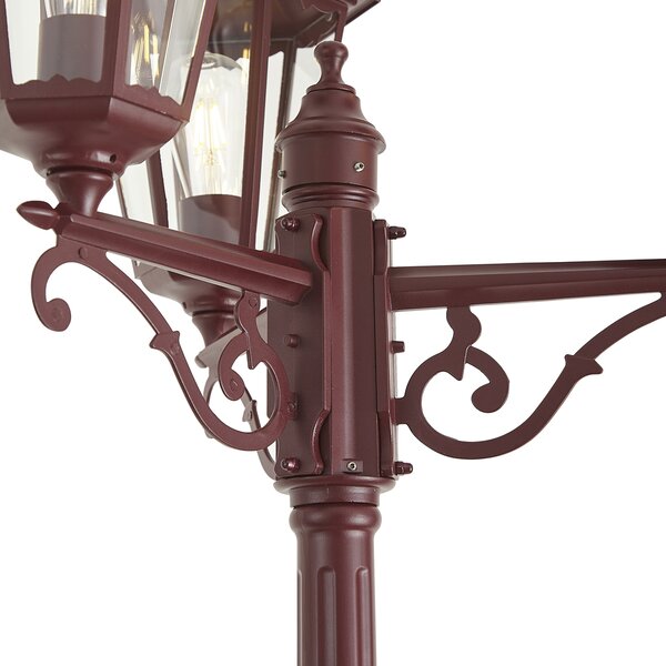 Klasická venkovní lucerna tmavě červená 220 cm 3-světla IP44 - Havana