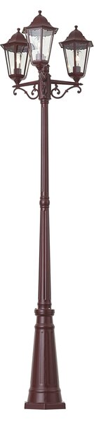 Klasická venkovní lucerna tmavě červená 220 cm 3-světla IP44 - Havana