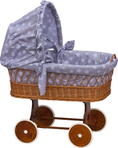 Košík pro miminko s boudičkou Scarlett Hvězdička - šedá