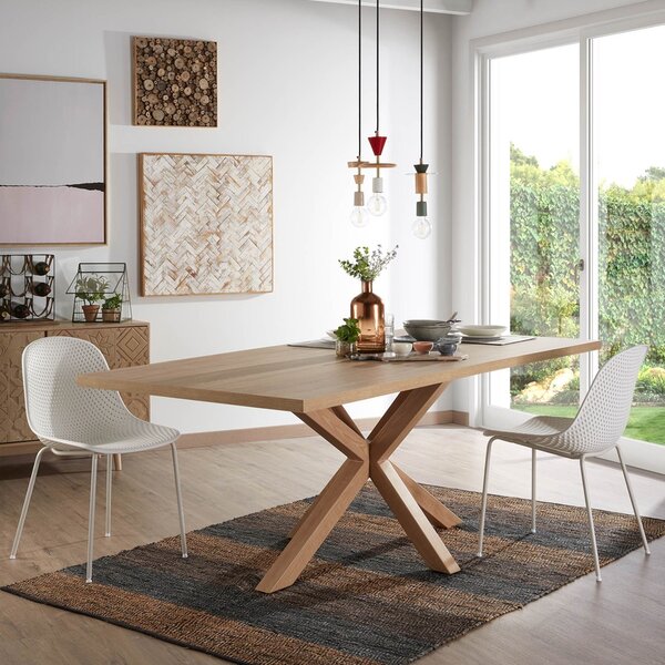Dubový jídelní stůl Kave Home Argo 160 x 100 cm s přírodní kovovou podnoží