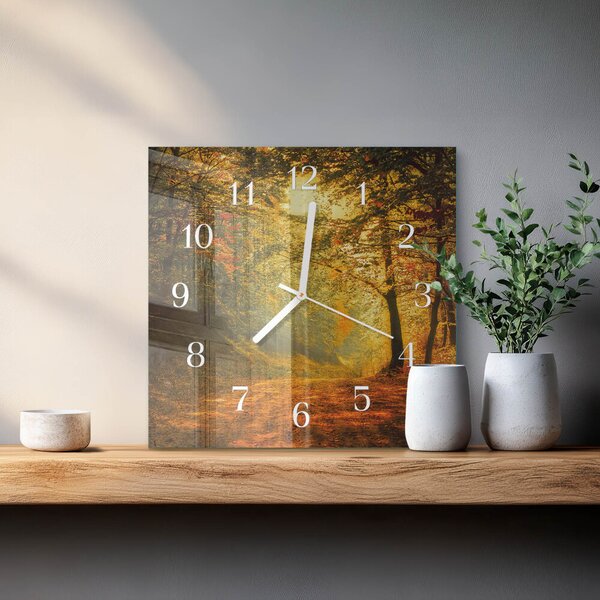 Skleněné hodiny Podzim v lese zskb-30x30-00086733