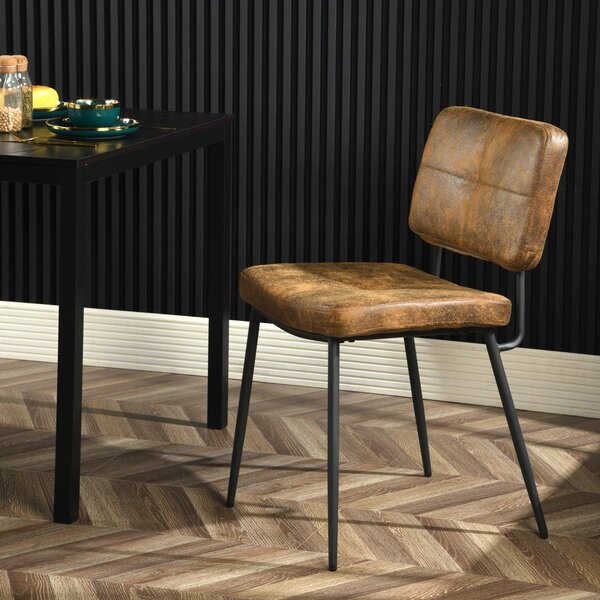 Retro skandinávské jídelní židle – sada 2 kusů – hnědá bavlna – ergonomický design s kovovými nohami