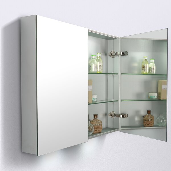 Hliníková zrcadlová skříňka G900 dvoudveřová - vnitřní a vnější zrcadlo - 90 x 70 x 13 cm
