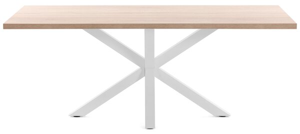 Dubový jídelní stůl Kave Home Argo 180 x 100 cm s bílou kovovou podnoží
