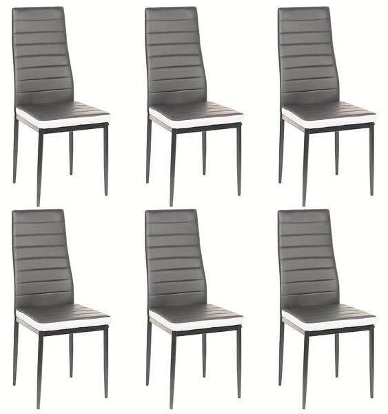 Jídelní židle - Kuchyňské židle - Sada židlí - Designové židle - Šedobílá Imitace kůže - Robustní ocelové nohy