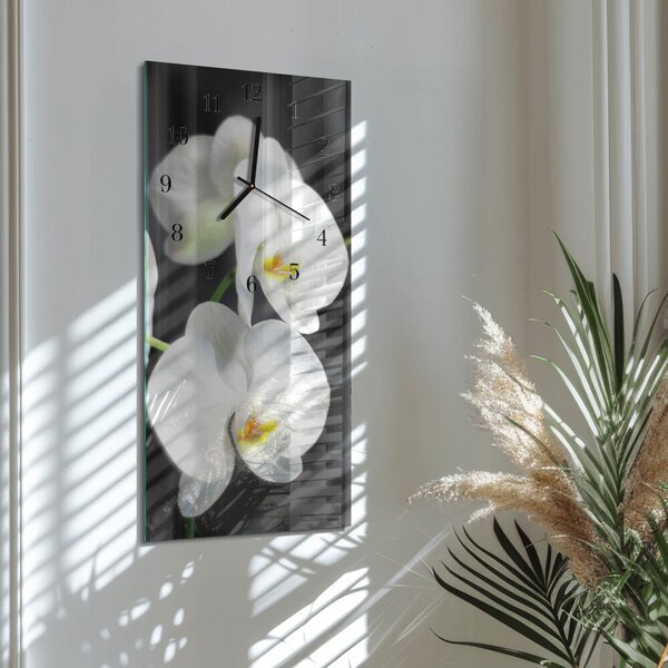 Skleněné hodiny vertikální Orchidej zsppc-30x60-00170763