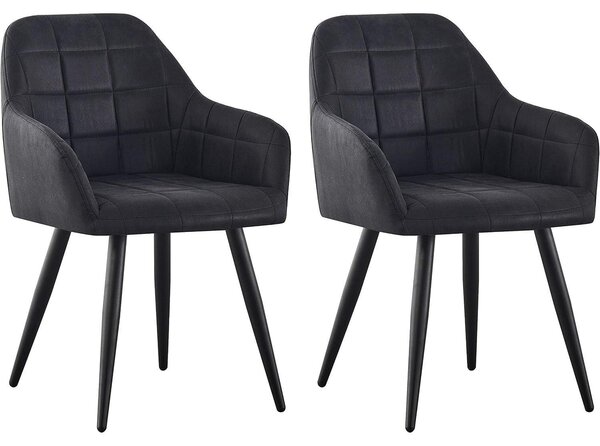 Jídelní židle - křeslo s tvarovaným sedákem - sada 2 kusů - designová židle - kuchyňská židle - umělá kůže - kovové nohy