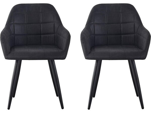 Jídelní židle - křeslo s tvarovaným sedákem - sada 2 kusů - designová židle - kuchyňská židle - umělá kůže - kovové nohy