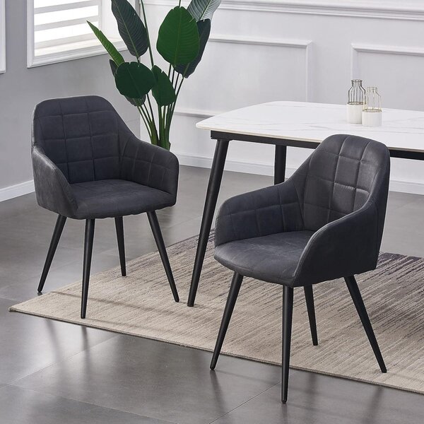 Jídelní židle - křeslo s tvarovaným sedákem - sada 2 kusů - designová židle - kuchyňská židle - umělá kůže - kovové nohy