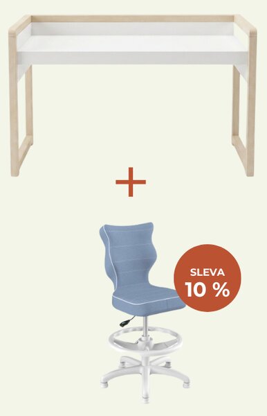 Dětský rostoucí stůl STOLLY se dvěma výškami stolu + ergonomická židle MODRÁ Zvolte rozměr židle: dítě 133 - 159 cm (výška stolu 71 - 82 cm)