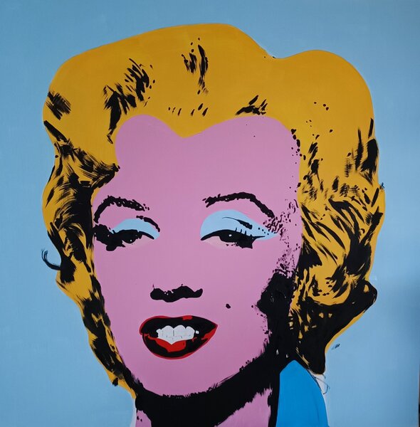 Ručně malovaný obraz od Sandra Horká - "Marilyn Monroe", rozměr: 120 x 120 cm