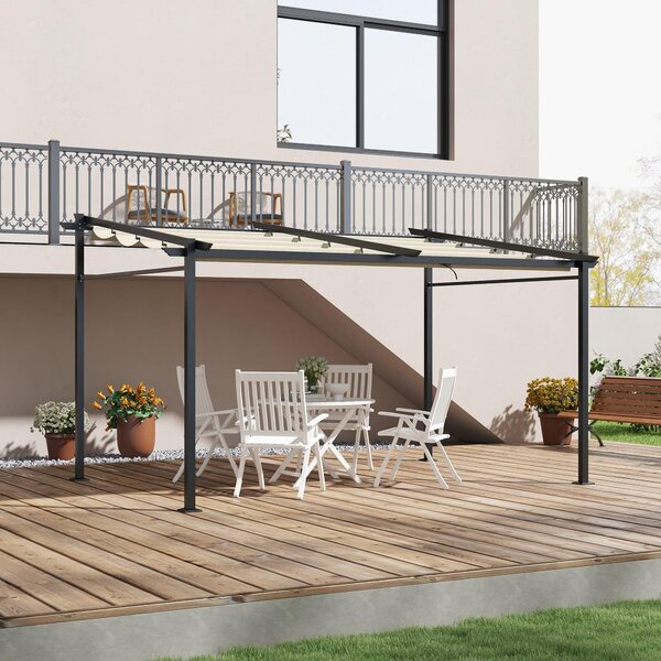 Pergola – Zahrada, zastřešení s výsuvnou střechou a odolnou kovovou konstrukcí – 4 x 3 metry