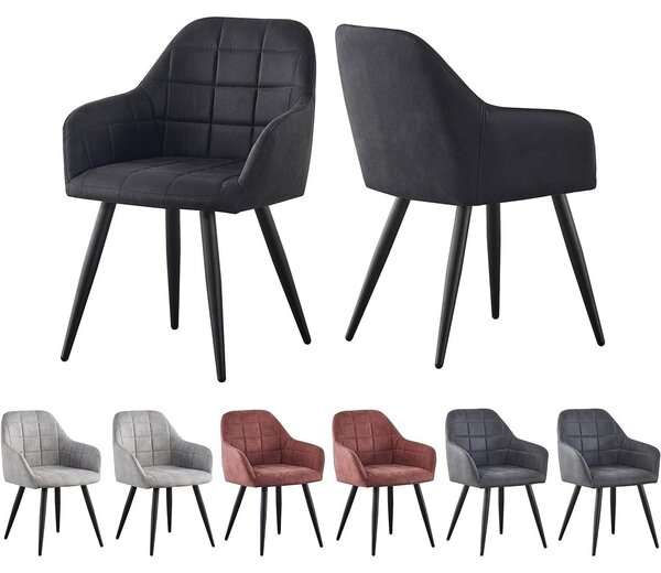 Jídelní židle - křeslo s tvarovaným sedákem - sada 2 kusů - designová židle - kuchyňská židle - umělá kůže - kovové nohy