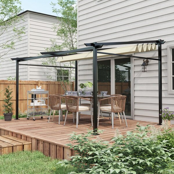 Pergola – Zahrada, zastřešení s výsuvnou střechou a odolnou kovovou konstrukcí – 4 x 3 metry