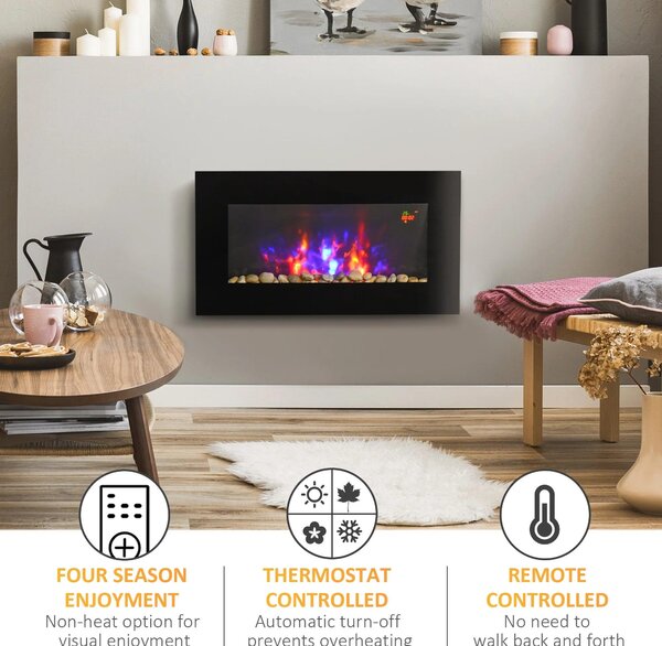 Elektrické krbové topidlo – vytápění pro vytvoření atmosféry – dekorace plamenů – nástěnný krb – krb pro vytvoření útulné atmosféry – 1000W/2000W