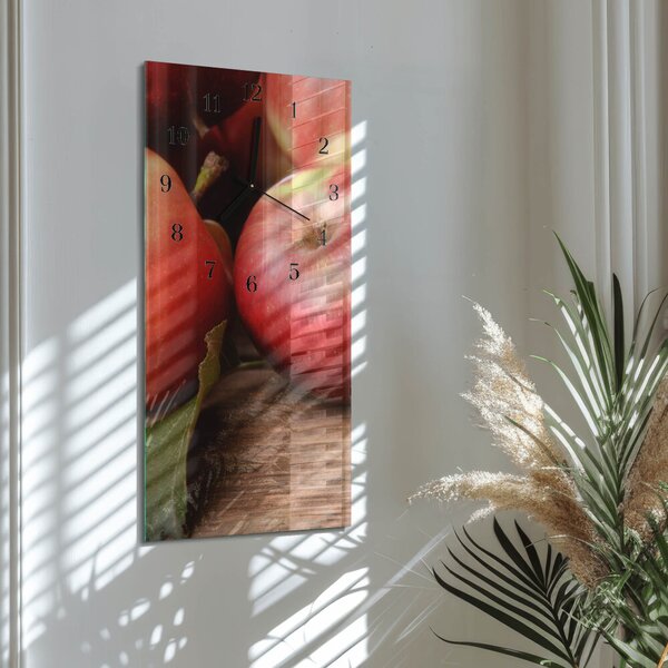 Skleněné hodiny vertikální Jablko zsppc-30x60-00177364