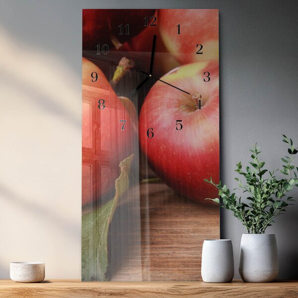 Skleněné hodiny vertikální Jablko zsppc-30x60-00177364