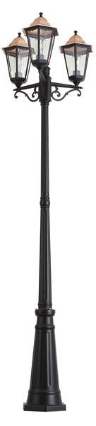 Klasická venkovní lucerna černá s mědí 220 cm 3-světla IP44 - Havana