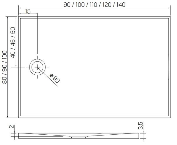New Trendy Nex obdélníková sprchová vanička 120x80 cm bílá B-0461