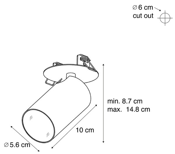 Sada 6 moderních zapuštěných bodových svítidel černá GU10 50mm IP44 - Chels