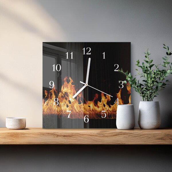 Skleněné hodiny Oheň zskb-30x30-00082243