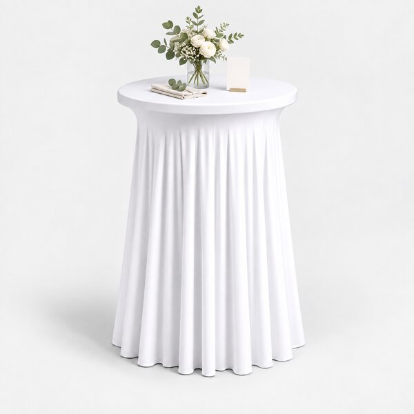 Skládaný strečový potah na bistro stolek Ø60 cm, výška 110 cm – bílý