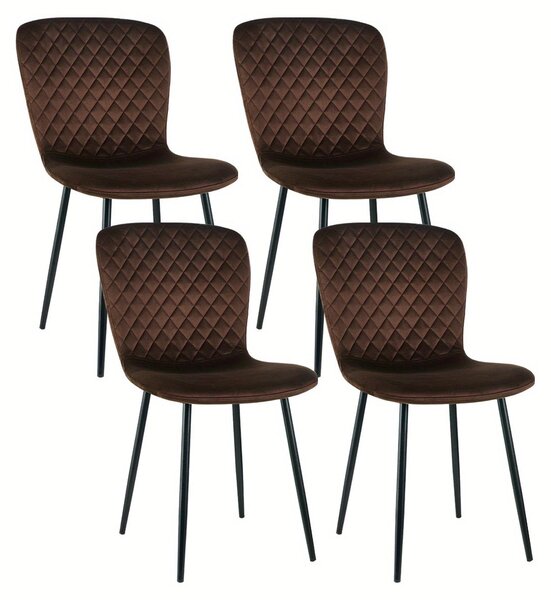 Jídelní židle - křeslo s opěradlem ve tvaru sedáku - židle - křeslo - designová židle - sada 4 kusů - potah z veluru