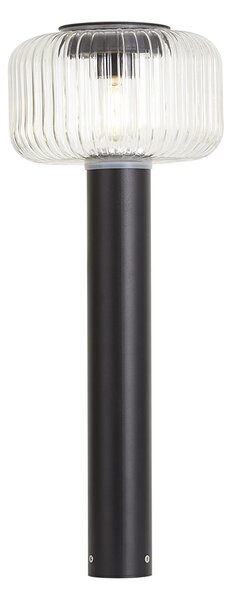 Moderní venkovní patník černý s žebrovaným sklem vč. LED solární IP65 - Ribble Mushroom