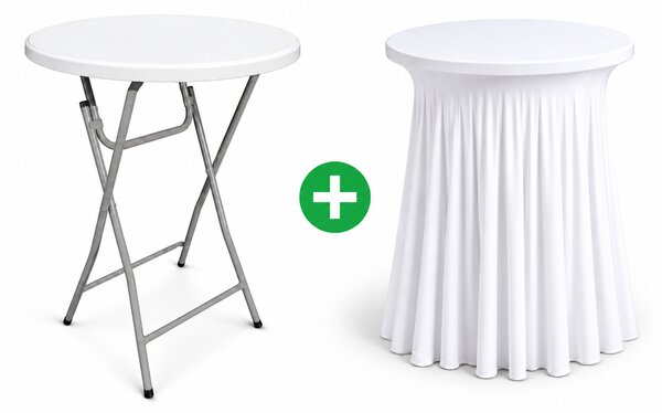 Skládaný strečový potah na bistro stolek Ø80 cm, výška 110 cm – 3 barvy barva Bordó