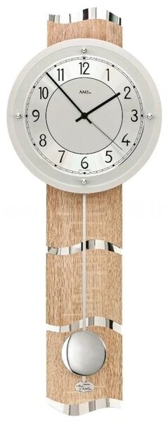 Luxusní kyvadlové nástěnné hodiny 5214 AMS řízené rádiovým signálem 66cm