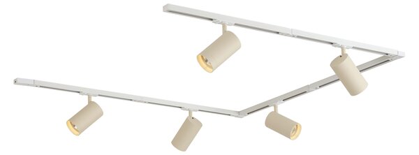 Moderní kolejnicový systém s 5 bodovými světly bílý s béžovou 1-fázový GU10 70mm - Iconic Jeana Luxe