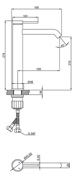 Invena Kalitea umyvadlová baterie stojící černá BU72W04