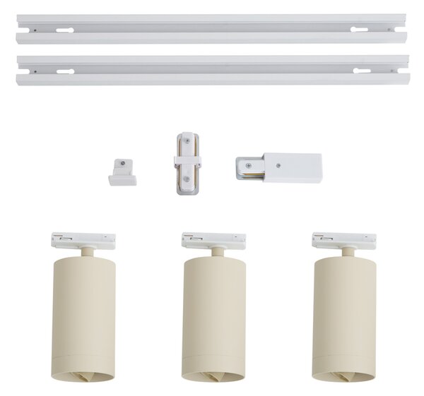 Moderní kolejnicový systém se 3 bodovými světly bílý s béžovou 1-fázový GU10 70mm - Iconic Jeana Luxe