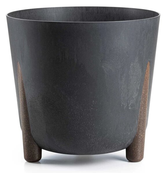 PLASTOVÝ KVĚTINÁČ MOSS 34X32 CM IMITACE BETONU ČERNÁ