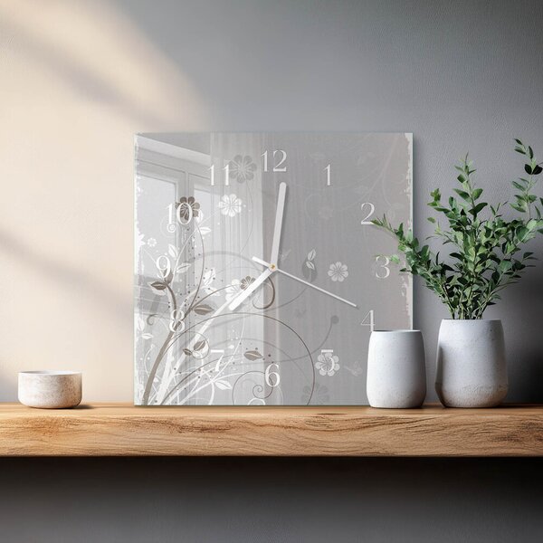 Skleněné hodiny Květiny zskb-30x30-00057392