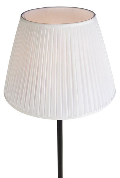 Moderní stojací lampa černá s bílým plisovaným stínítkem 45 cm - Simplo