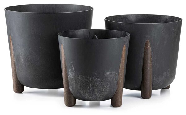 PLASTOVÝ KVĚTINÁČ MOSS 34X32 CM IMITACE BETONU ČERNÁ