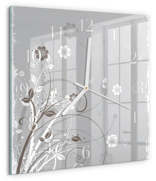 Skleněné hodiny Květiny zskb-30x30-00057392