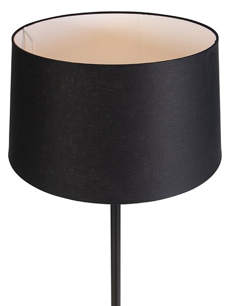 Stojací lampa černá s lněným stínítkem černá 45 cm - Simplo