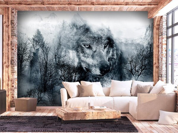 Fototapeta vlk černobílá + lepidlo ZDARMA Velikost (šířka x výška): 200x140 cm