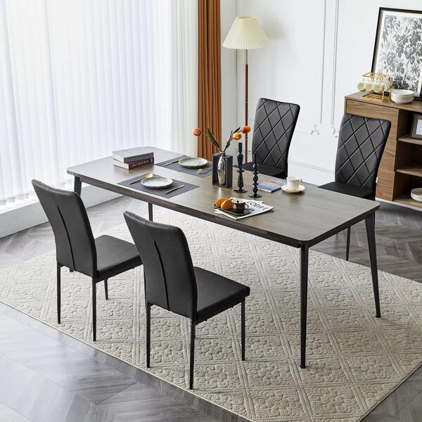 Židle - Jídelní židle - Sada 4 jídelních židlí - Kožené potahy - Ergonomický design - Kovové nohy - Vysoké opěradlo