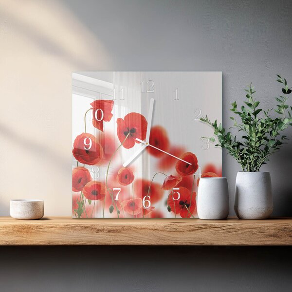 Skleněné hodiny Vlčí máky zskb-30x30-00082318