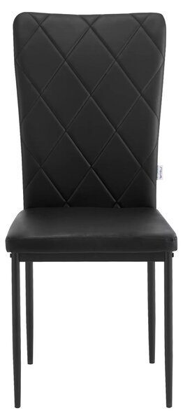Židle - Jídelní židle - Sada 4 jídelních židlí - Kožené potahy - Ergonomický design - Kovové nohy - Vysoké opěradlo